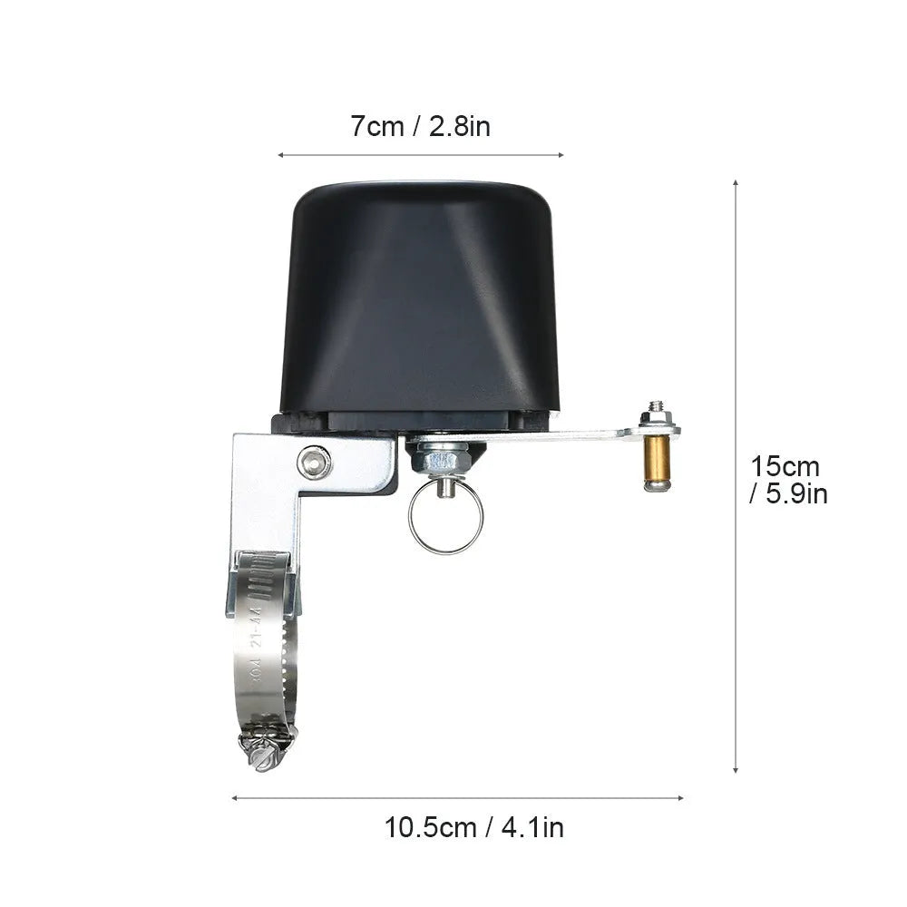 Smart wireless water shut-off valve with Zigbee, ABS fire-retardant housing, for leak detection and remote control