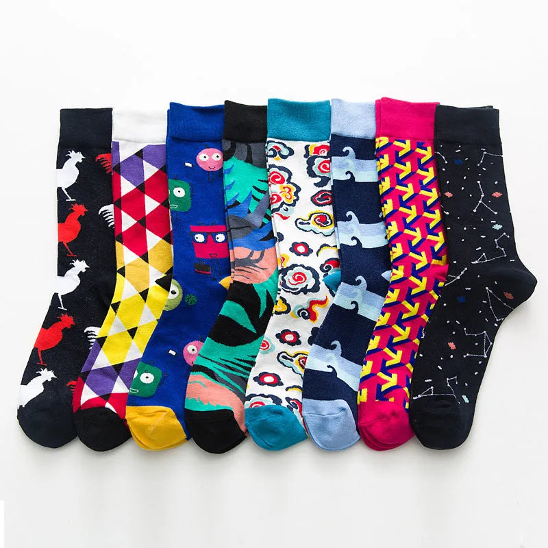 Funny chicken geometry pattern cotton socks for men and women, short novelty casual socks in multiple colours.