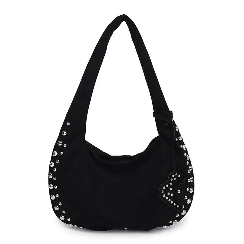 Soft plush casual tote handbag for women in retro style, shown in black, red, brown, or green.