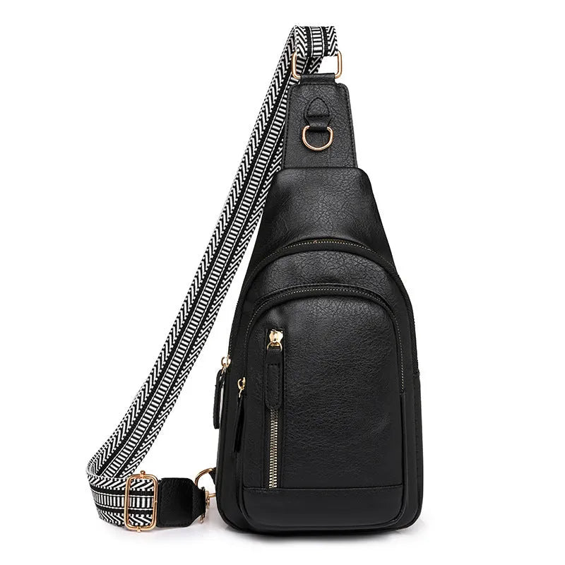 Women's soft PU crossbody chest bag with open pocket in multiple colour options