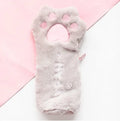 Cute plush cat's paw bag in beige with cat paw design, compact 23cm by 12.5cm Korean style handbag