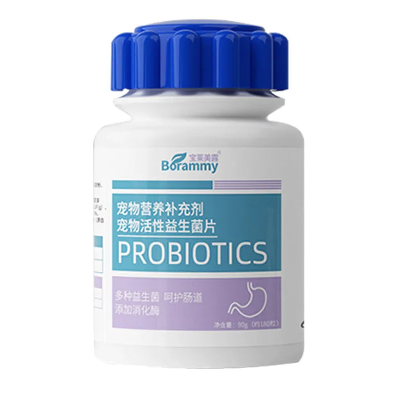 Bottle of 180 pet active probiotic tablets for dog and cat digestive health care