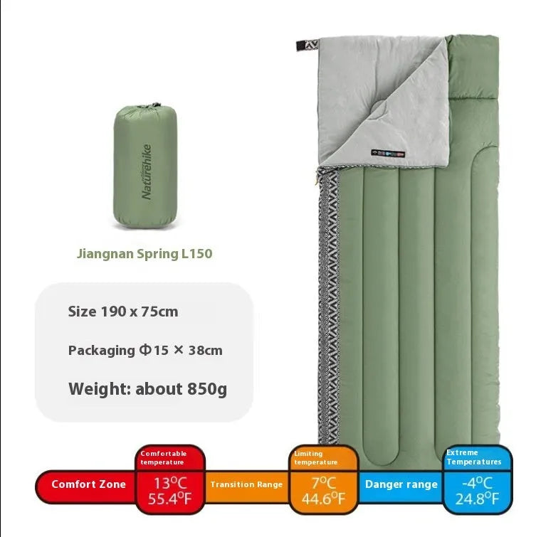 Four seasons universal portable outdoor camping sleeping bag for adults with storage bag