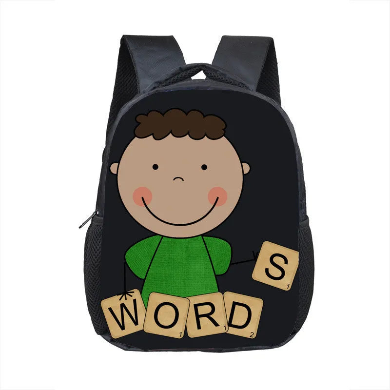 Children cartoon school bag in polyester with double straps and zipper closure, five cartoon styles available