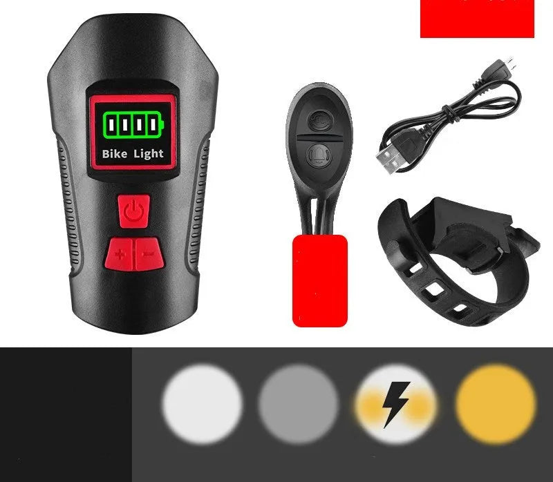 Strong LED bicycle front light with 350 lumens and T6 wick in black