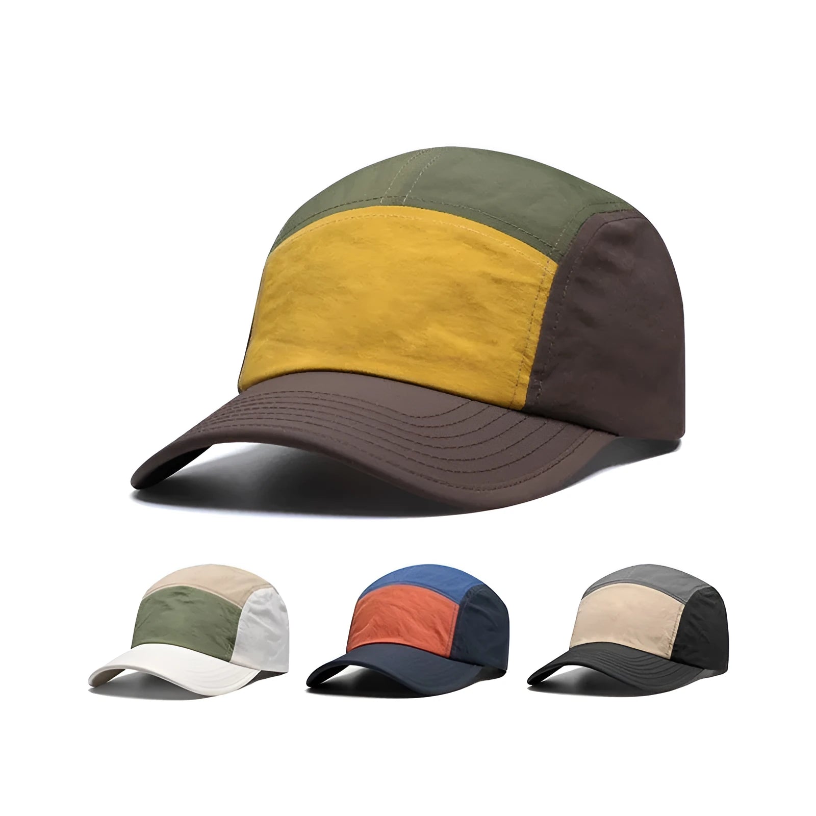 Men's khaki green quick-drying curved brim baseball cap shown from the side.
