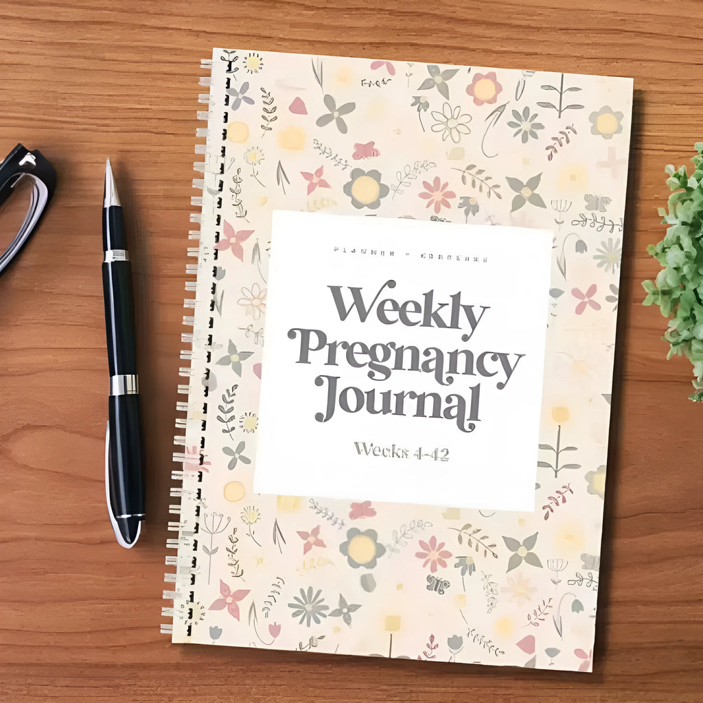 A5 Pregnancy Weekly diary notebook open on a weekly spread