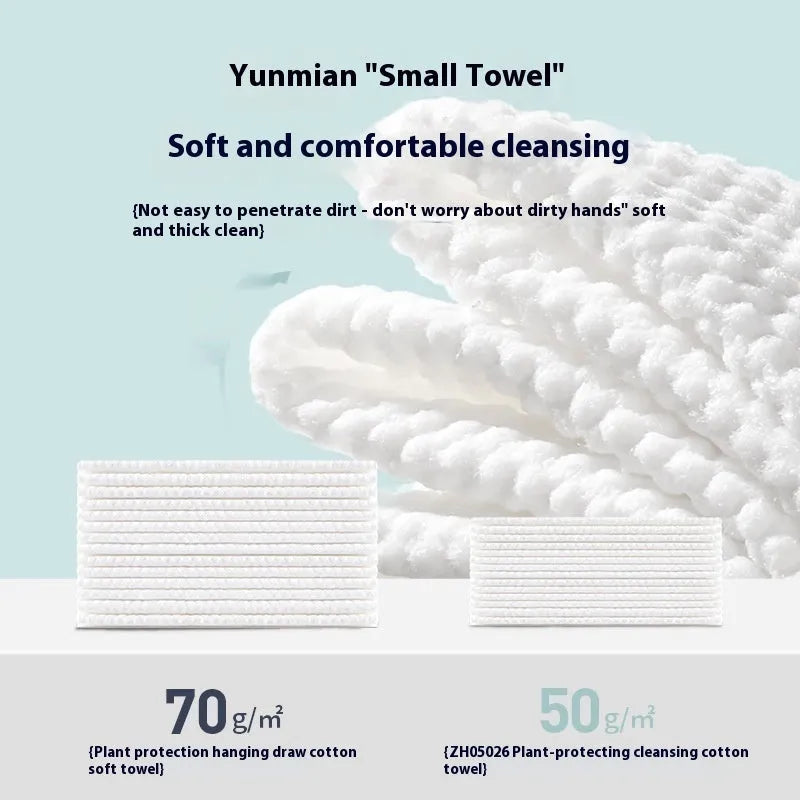 Disposable face cloth towel roll with hanging design showing removable sheets