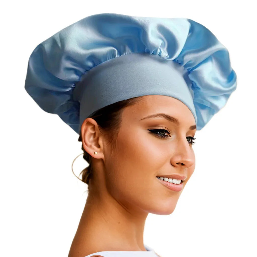 Wide-brimmed high elastic polyester headscarf for women, knitted tie-dye design, flat top crown, breathable sun protection cap