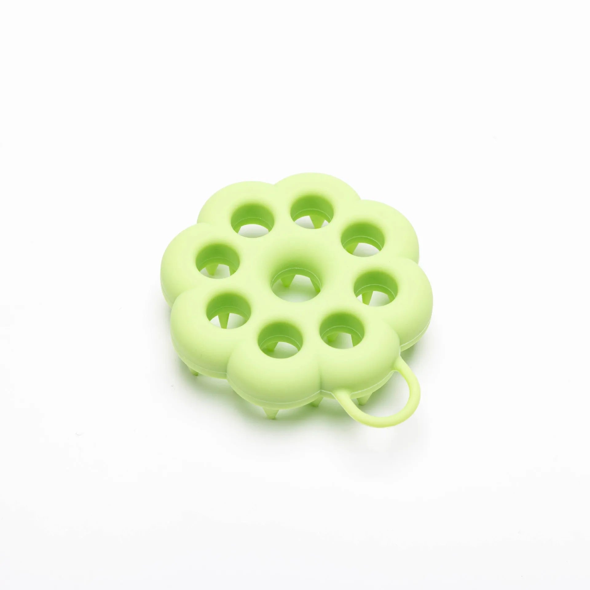 Silicone pet hair care brush for dry and wet use with massage bristles in blue, green, orange, pink, or purple