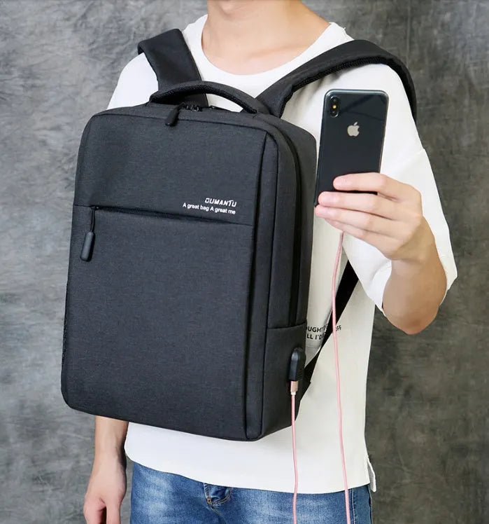 Waterproof Oxford cloth laptop backpack with shoulder straps, shown in multiple colour options.