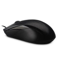 Wired USB optical mouse in black with 1.5m cable and three-button layout for desktop computer