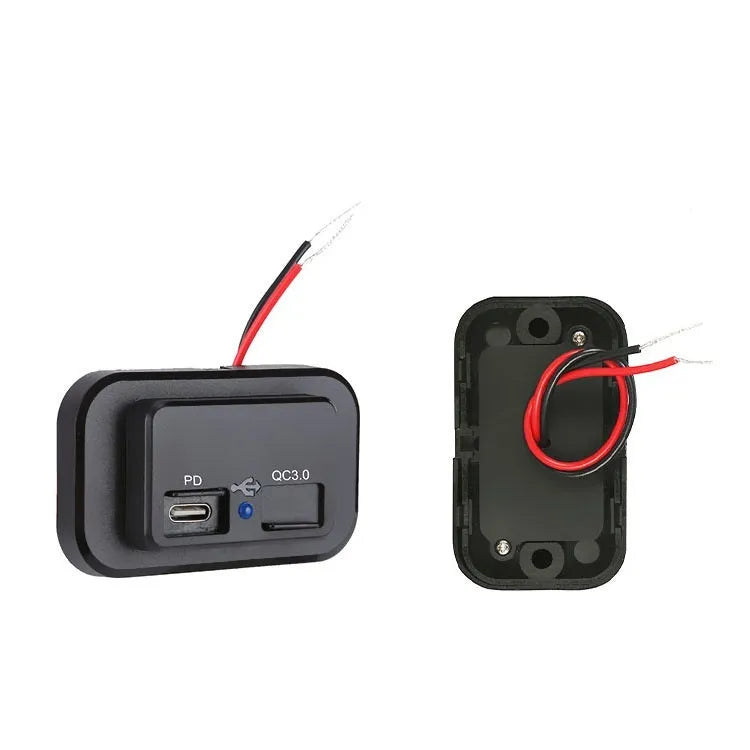 Black modified car charger with TYPE-C interface for 36W fast charging in vehicles