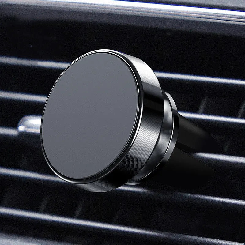 Aluminium alloy magnetic car phone holder in black, gold, and silver colours