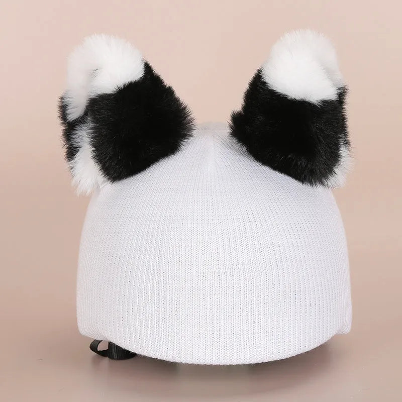 Ski helmet decoration with colourful cartoon character design in soft plush fabric