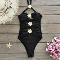 Women's solid colour one-piece swimsuit with matching short skirt in high-waisted tankini style