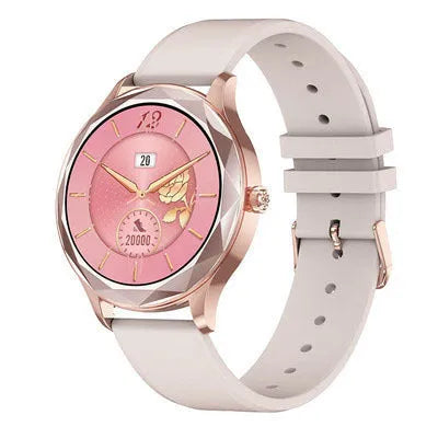 DT86 smart watch bracelet with 1.09-inch LTPS LCD screen and silicone strap in steel gold