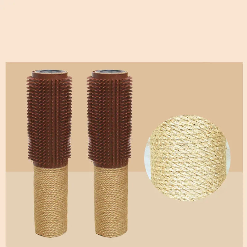 Brown sisal cat scratching post measuring 30cm tall with square base