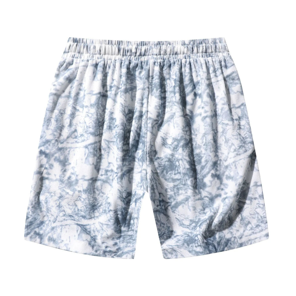 Men's camouflage pattern corduroy athletic shorts in straight cut design with micro elasticity