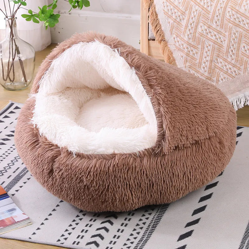 Waterproof cloth dog kennel in a semi-surrounded design shown in a gradient colour.