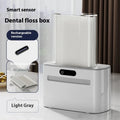Electric dental floss box in dark grey, light grey or gold with automatic pop-up mechanism
