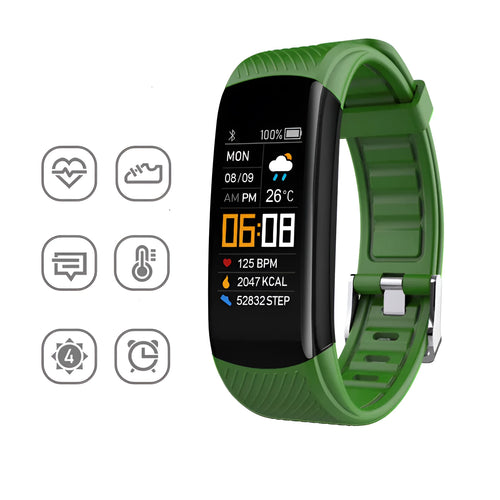 Adult silicone pedometer bracelet with 0.96-inch touchscreen display in multiple colour options