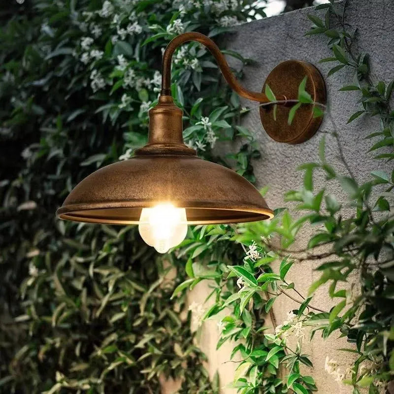 Retro villa courtyard wall lamp in silver or copper finish with right-angle or bevel design
