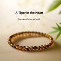 Tigereye stone bracelet with geometric design and spherical beads in New Chinese style