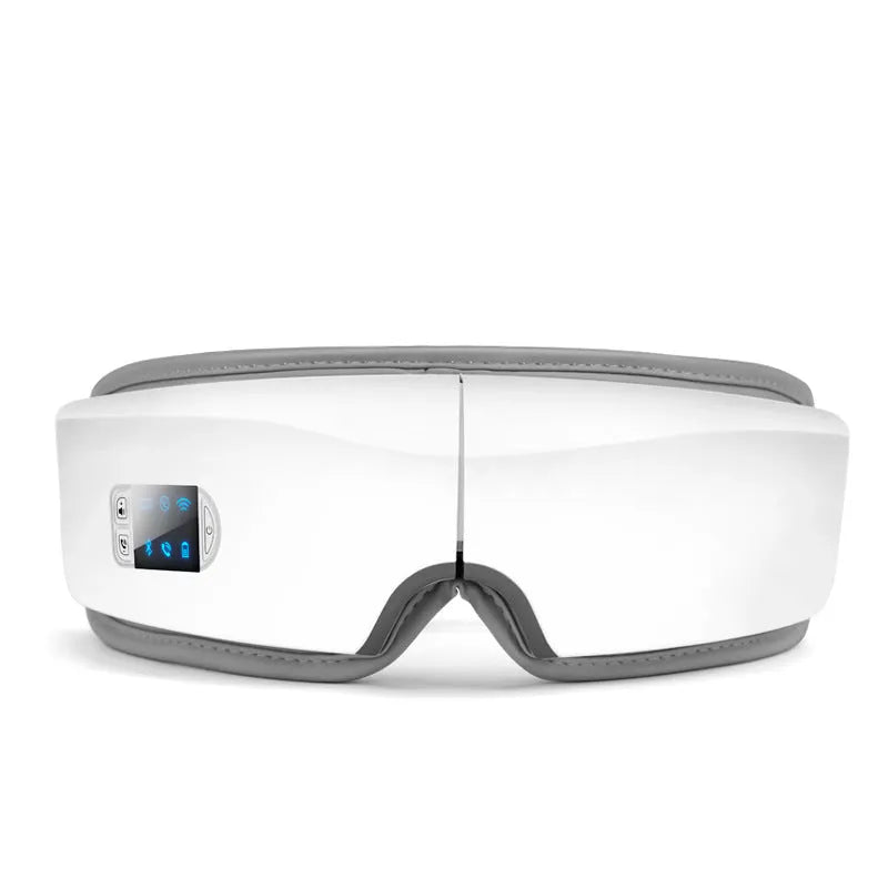 White eye massager with PU cover, LCD screen, and folding USB design for eye fatigue relief