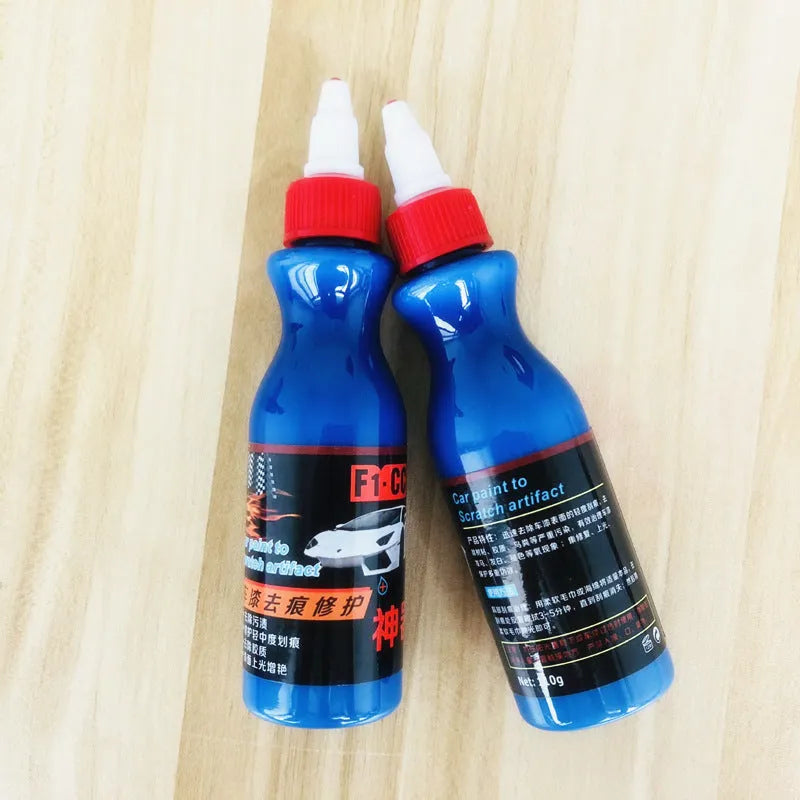 50ml blue automotive scratch repair bottle with integrated wiping tool for vehicle paint touch-up