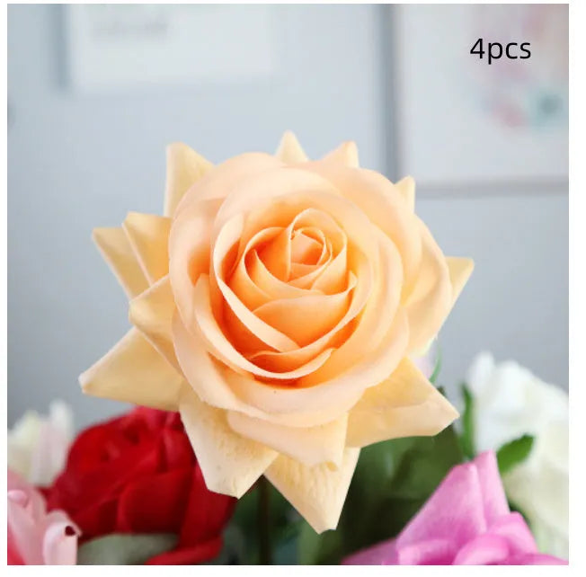Silk touch rose artificial flower with 42cm stem and 8.5cm diameter flower head in various colours