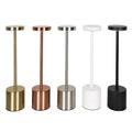 Modern minimalist iron LED table lamp with warm diffused glow, silver finish, I-shaped design