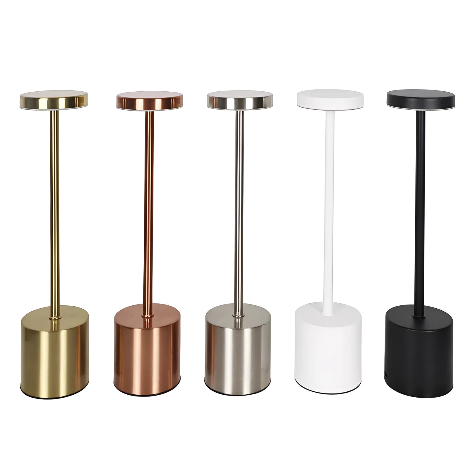 Modern minimalist iron LED table lamp with warm diffused glow, silver finish, I-shaped design