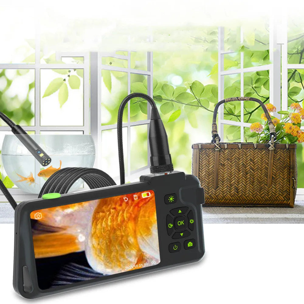 Portable industrial endoscope with 4.5-inch screen and 5.5mm camera for automotive inspection