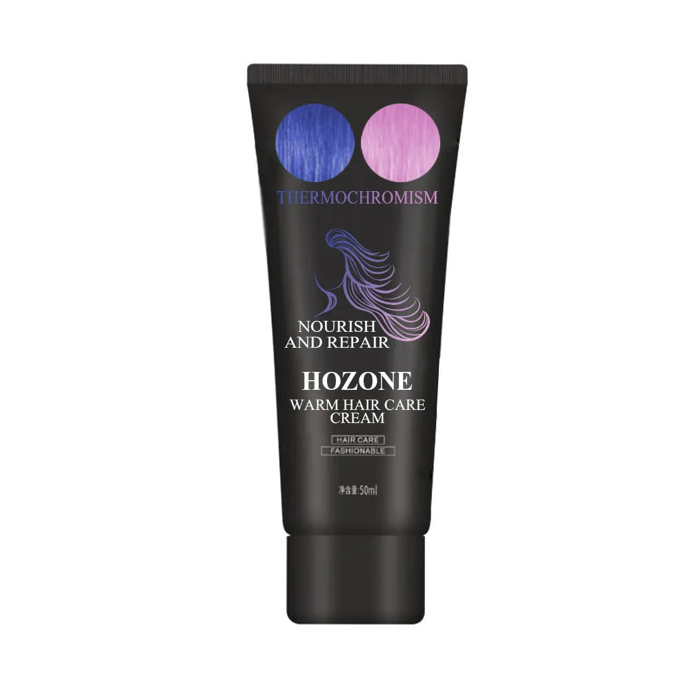 Thermochromic colour change hair dye cream in 60ml jar showing heat-activated transition effects