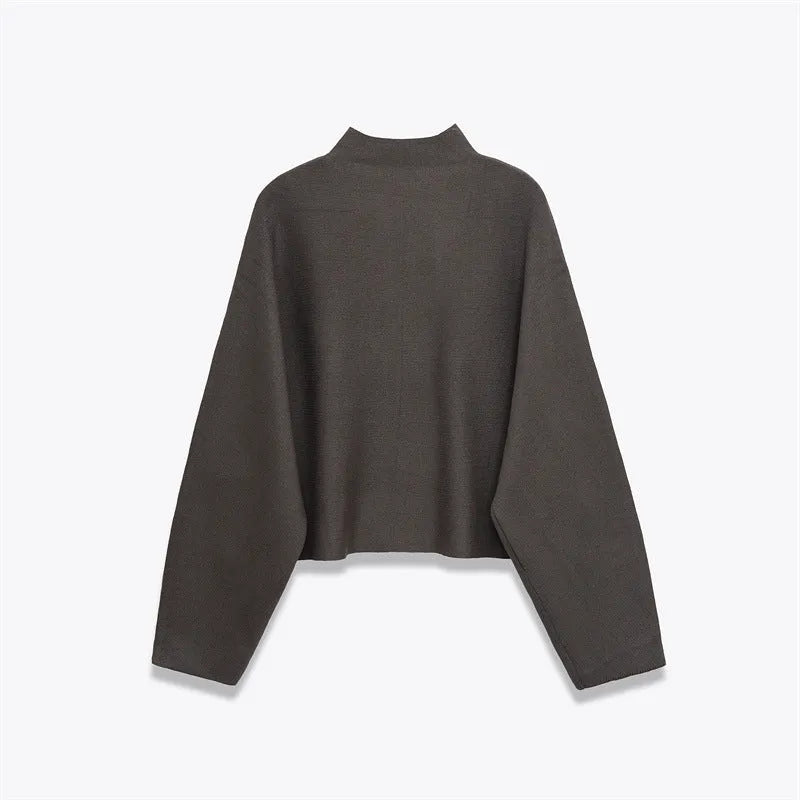 Women's stand collar zipper long sleeve knitted coat in striped pattern with contrast colour, regular fit casual cardigan pullover