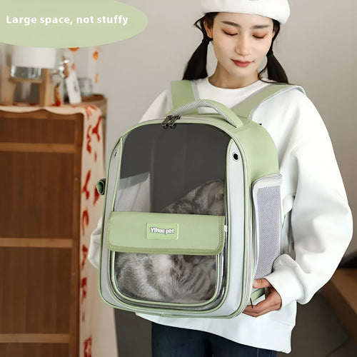 Large capacity breathable cat carrier bag in Oxford fabric, grey colour
