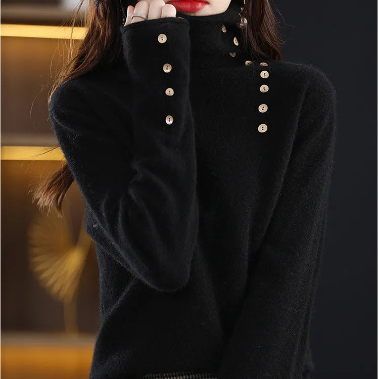 Slim fit knitted bottoming shirt in camel colour with 3D pattern and short 40cm length