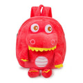 Soft blue dinosaur plush backpack for children with embroidered dinosaur pattern and a soft handle.