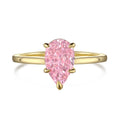 Sterling silver ring with pear-shaped high-grade zircon inlay, closed band, electroplated finish, multiple colours available