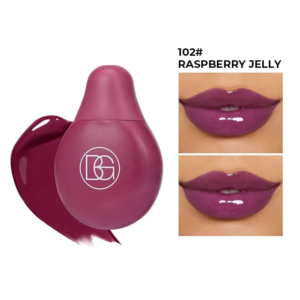 Four shades of moisturising coloured lip lacquer in a set, labelled 101 102 103 104, with glossy finish.