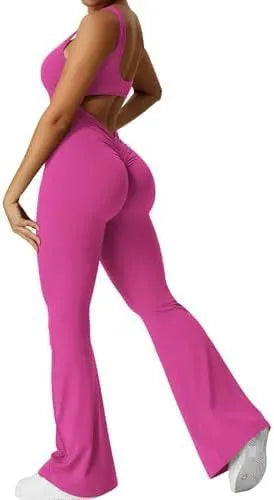 Women's sleeveless polyester yoga jumpsuit in various colours