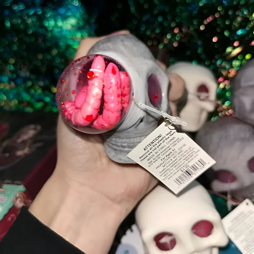 Grey skeleton monster pinch music decompression ball toy 8 by 7 centimetres