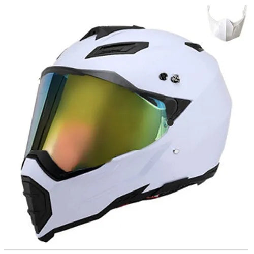 Full-cover motorcycle off-road helmet with ABS shell in black colour