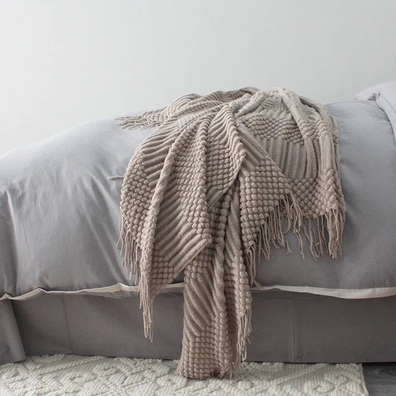 127cm by 170cm polyester fibre nap blanket in dark grey, khaki, and light grey colour options