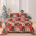 Christmas red plaid pattern bedding three-piece set showing duvet cover and pillowcases