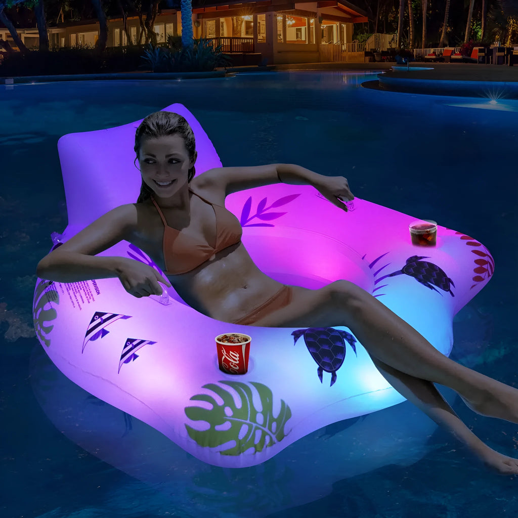 White U-shaped luminous inflatable float on water