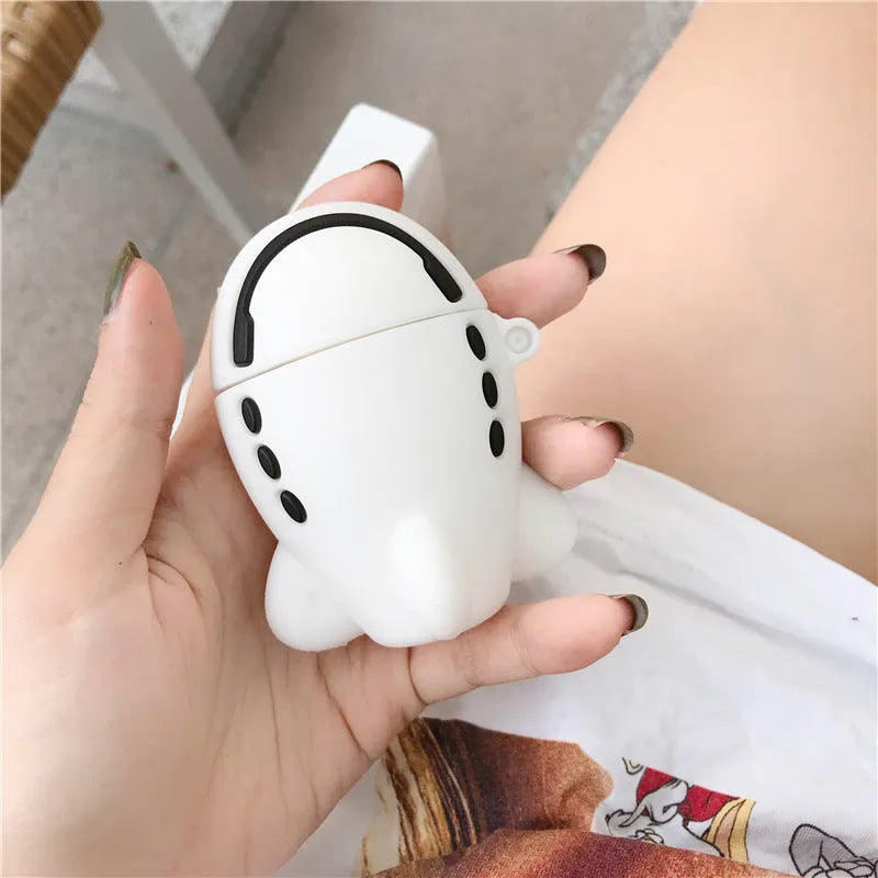 Cartoon aircraft headset design silicone flip case for Apple AirPods with hook accessory