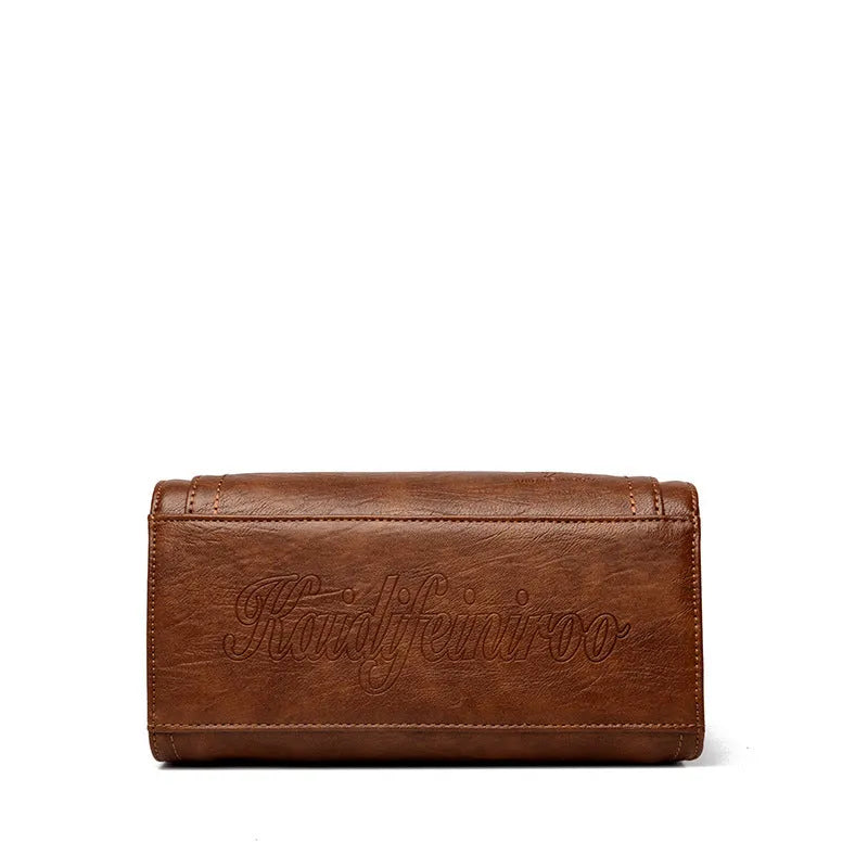Soft PU women's crossbody bag in horizontal square design with sandwich pocket
