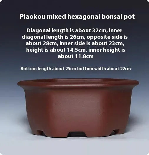 Square purple clay bonsai pot in classical style for succulent plants